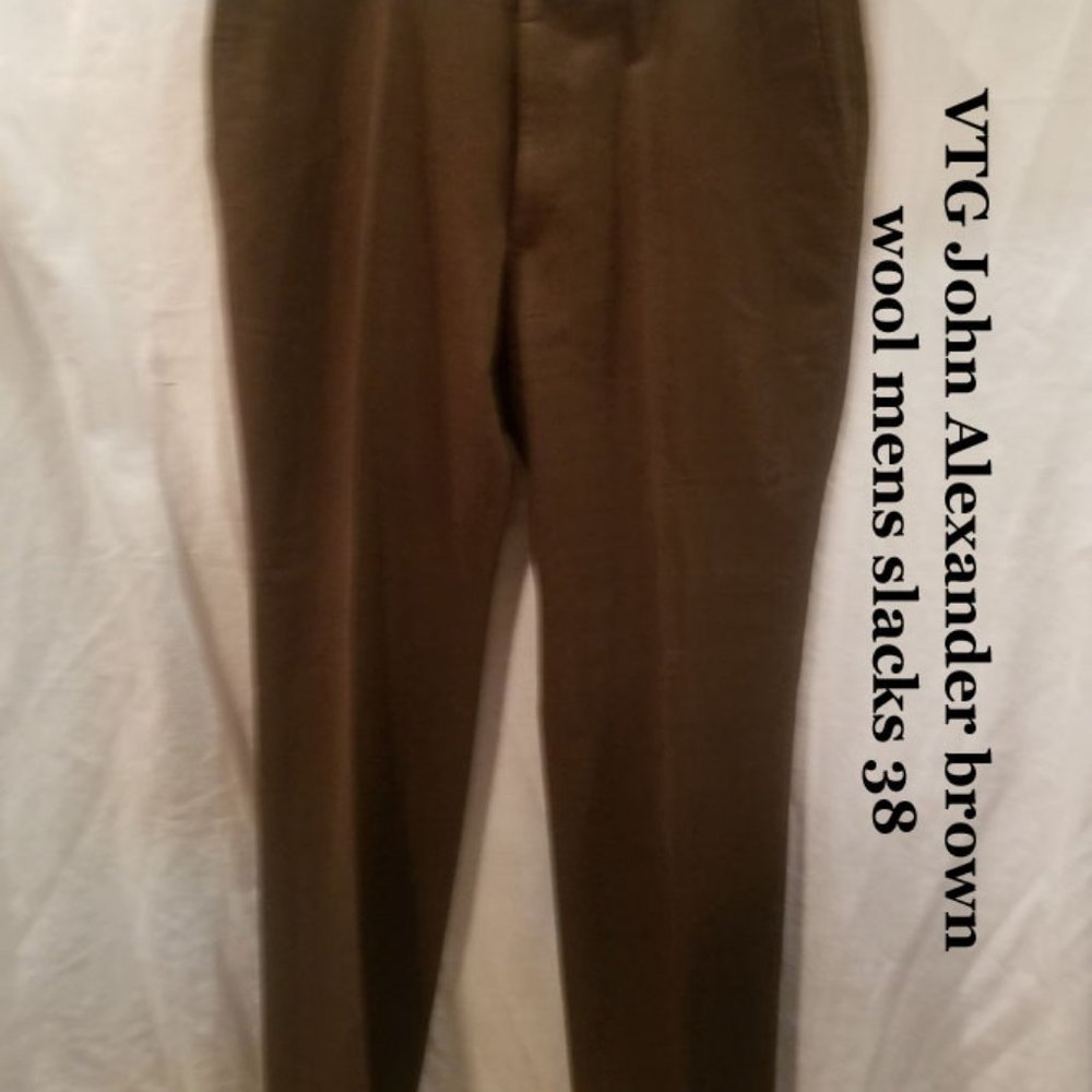 Vintage John Alexander Brown Wool Men's Slacks 38 Gem